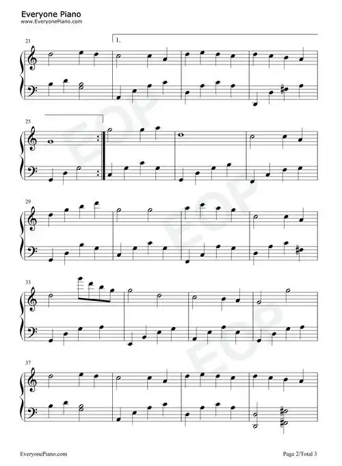 东方红-陕北民歌五线谱预览2-钢琴谱文件(五线谱,双手简谱,数字谱