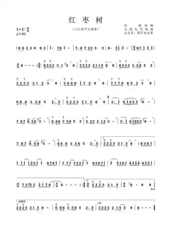 红枣树动态曲谱9孔葫芦丝演奏太好听了