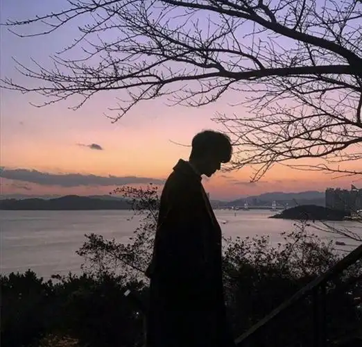 男生头像海边夕阳遮脸 - 唯美男生头像!