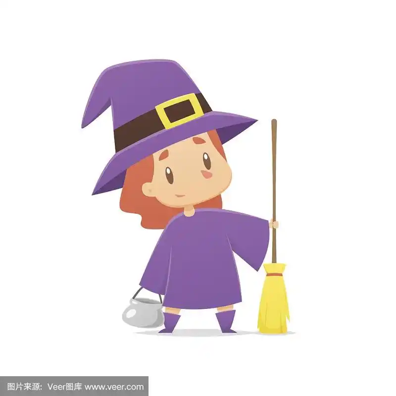 可爱的女巫卡通向量