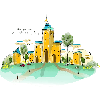 水彩欧式建筑风景