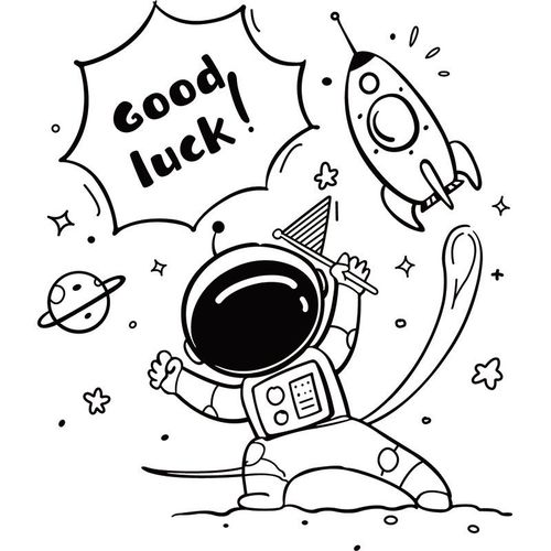 goodluck太空人宇航员创意墙贴纸儿童房幼儿园玻璃门窗墙面装饰贴