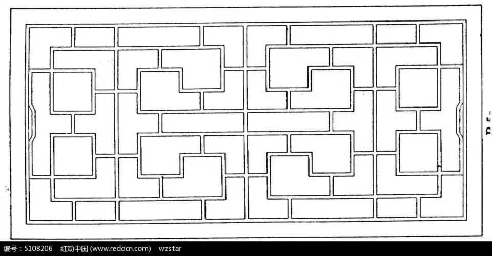 传统方格木窗花纹