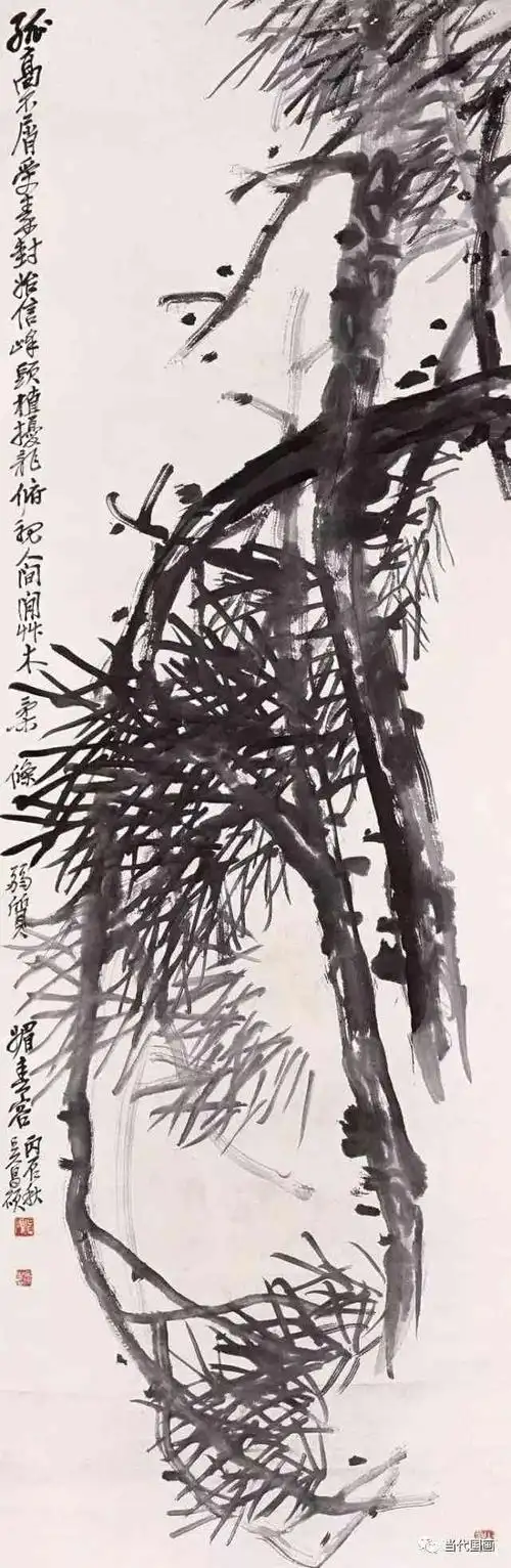吴昌硕画松雄健奇伟,观之豪气满胸!