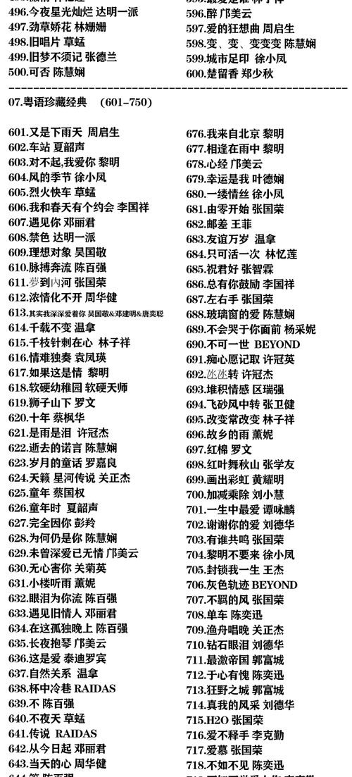 汽车载u盘带歌曲经典老歌无损粤语怀旧老歌正版宝丽金粤语新歌榜