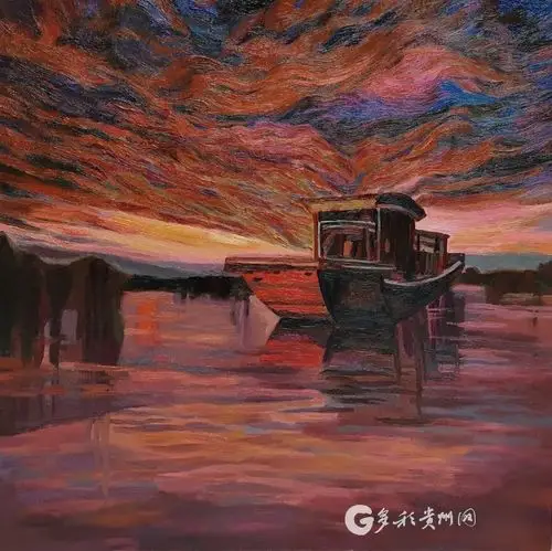 油画《红船》油画《绿水青山带笑言》油画《我们的抗疫》油画《一盏茶