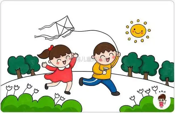 简笔画春天来了放风筝春天清明节放风筝简笔画怎么画放风筝简笔画怎么