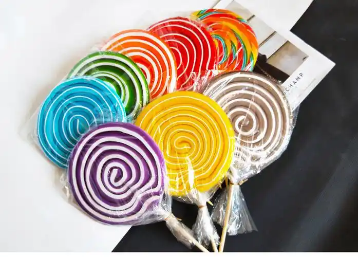 超大500g七彩棒棒糖波板糖男女友生日糖果直径20cm圣诞节礼物圆形500g