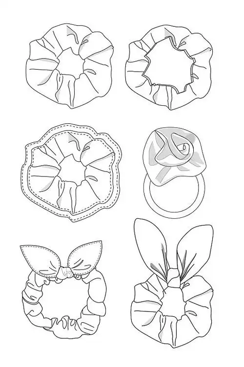 各式大肠发圈发饰头饰线稿