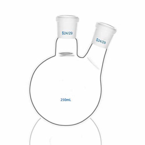 boliyiqi 斜二口直两口双口圆底烧瓶实验室玻璃器 斜双口250ml/24#*2
