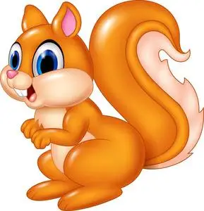 卡通搞笑松鼠在白色背景上孤立照片