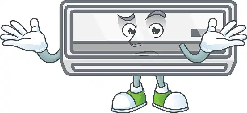 一个滑稽的咧嘴笑空调卡通设计图片