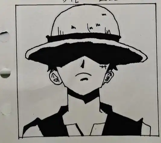 黑白简笔画路飞