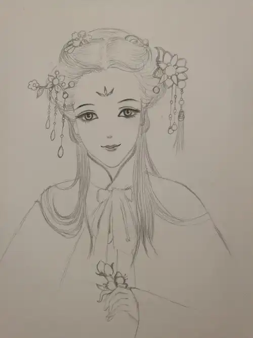 铅笔画:古风美女,这才是我最喜欢的调调