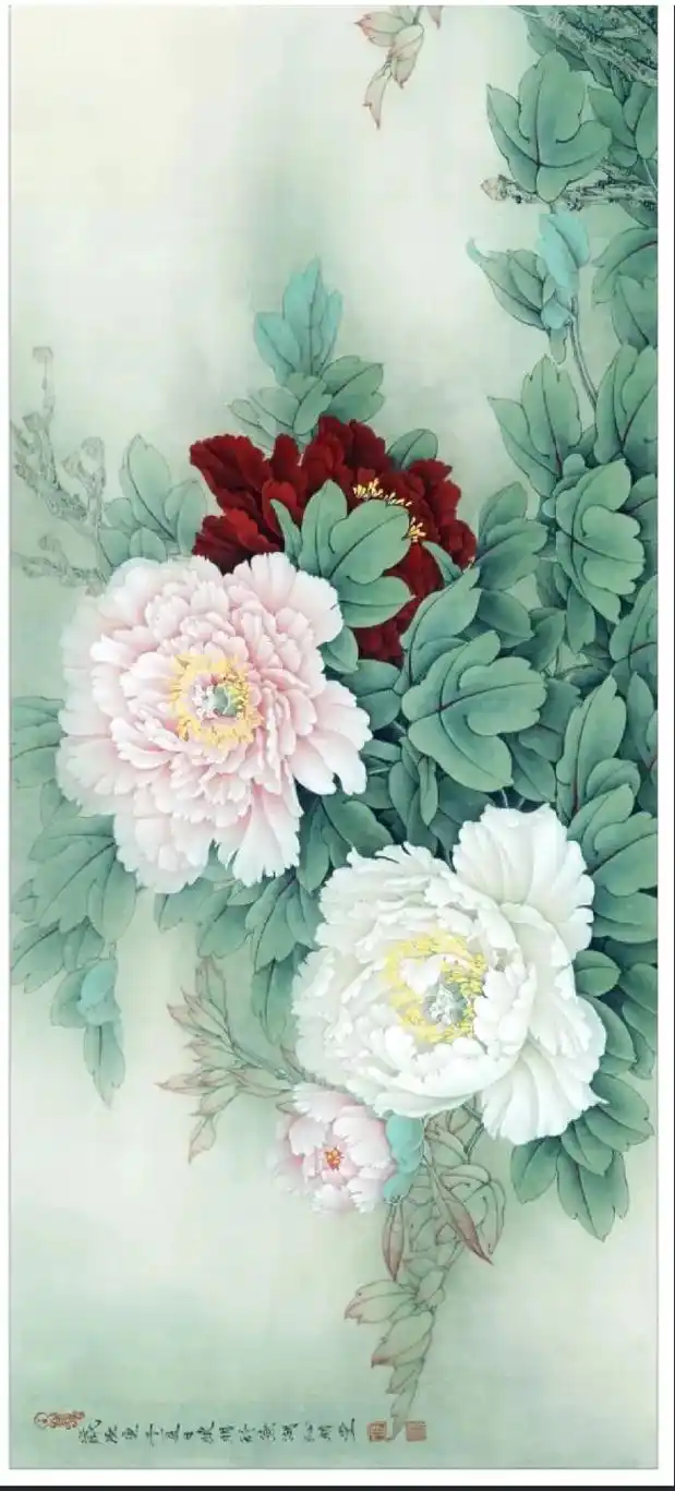 李晓明工笔牡丹作品【总领群芳唯牡丹】,高清细节图分享#李晓明 - 抖