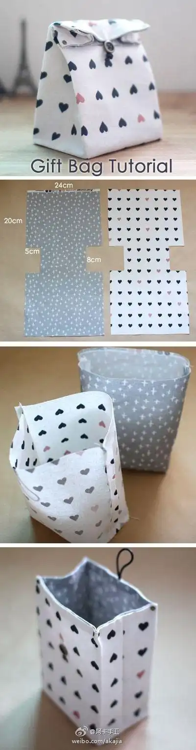阿卡手工-布艺# 用布做出来的小礼盒袋,简约又有个性,很棒~~~#手工