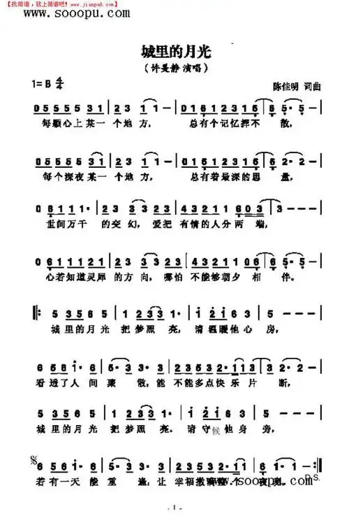 《城里的月光》其他曲谱