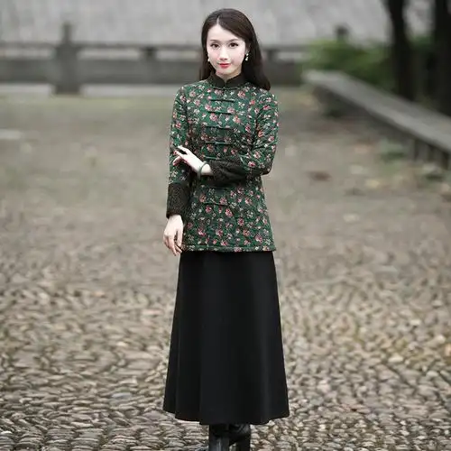 国风复古棉袄民国唐装冬装加厚中式女中短款上衣