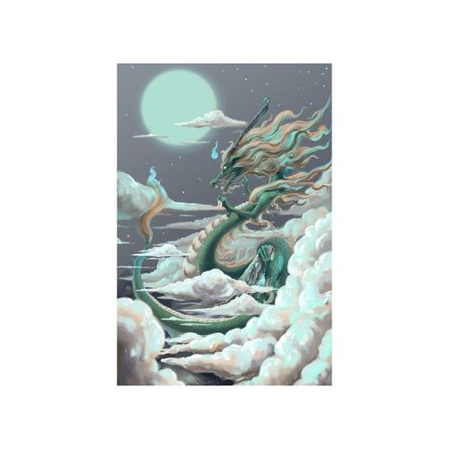 中国龙画像海报青龙画像客厅卧室书房办公室贴画墙画