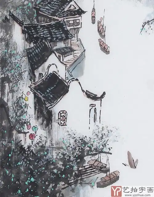 北京美协张春奇三尺竖幅江南风情山水《江南水乡》-花鸟画-艺拍字画网