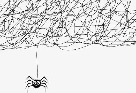 手绘黑色杂乱线条蛛丝