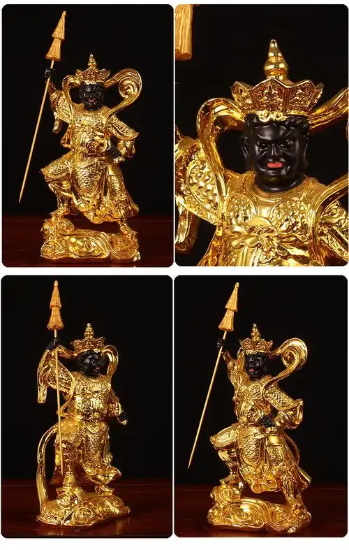 四大金刚佛像12英寸树脂镀金身家用供奉四大王天神像摆件