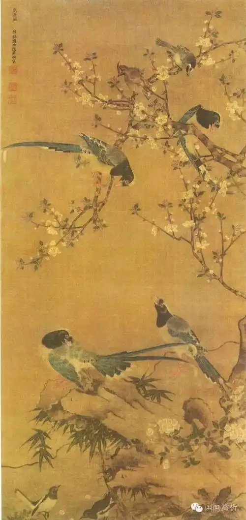 边景昭与王绂合作《竹鹤双清图》 绢本墨笔 纵109cm,横44.