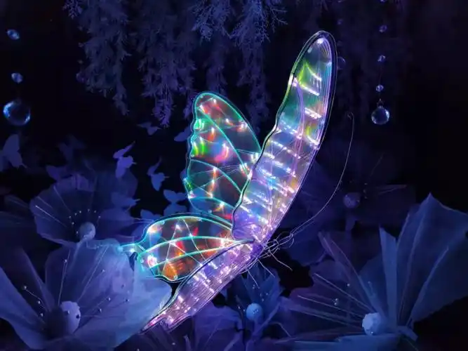 大型led机械互动会动发光蝴蝶美陈工艺品灯光节节日气氛布置装饰