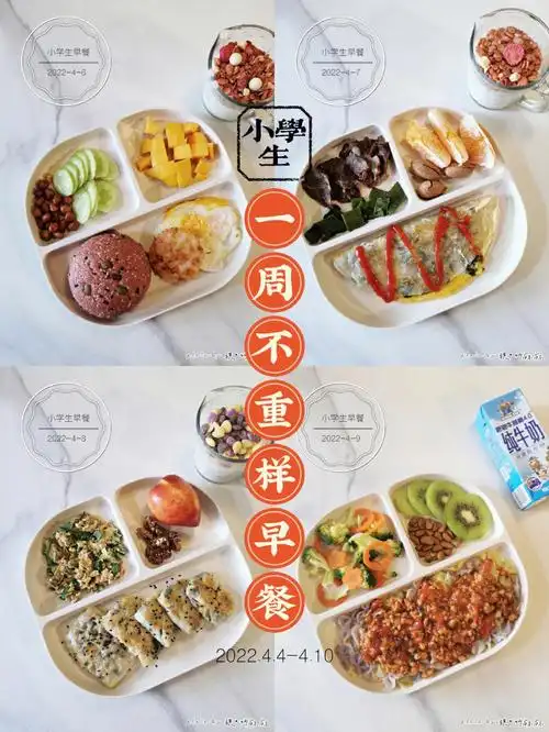 四天的合集了[偷笑]67#小学生早餐  #早餐吃什么  #营养健康早餐