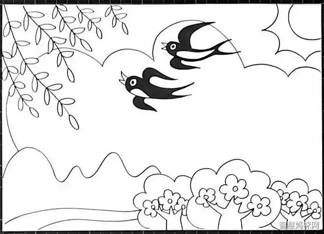 用a4纸画一幅描写春天的简笔画