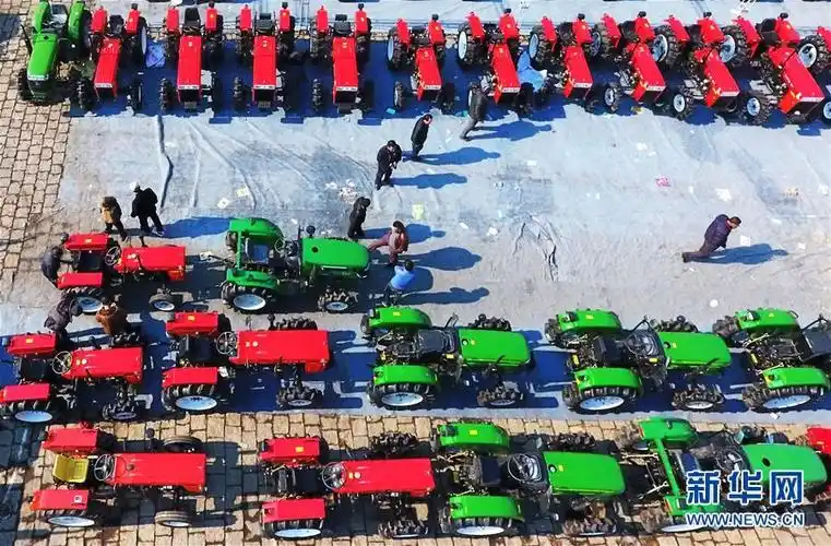 3月16日,农民在黑龙江省汽车农机大市场挑选农机.