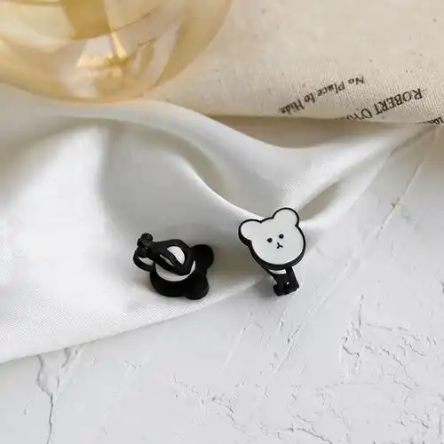 s925银针小熊耳钉百搭小巧卡通可爱耳饰2020年新款潮耳夹无耳洞女