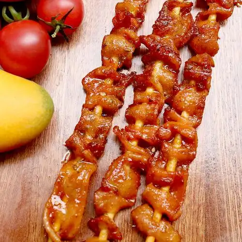 鸡皮串烧烤鸡脆皮鸡肉调理腌制半成品奥尔良香辣鸡肉丸