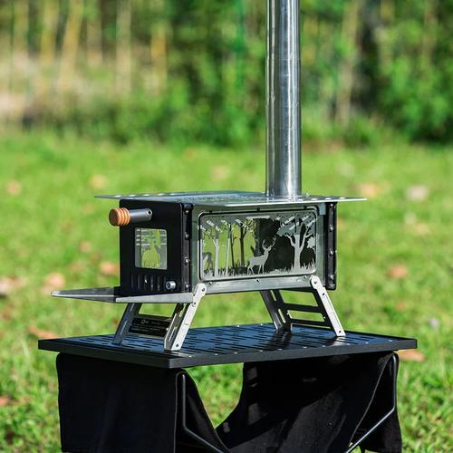 撼途新上市双侧窗迷你炉子野外camping帐篷炉户外野餐mini柴火炉