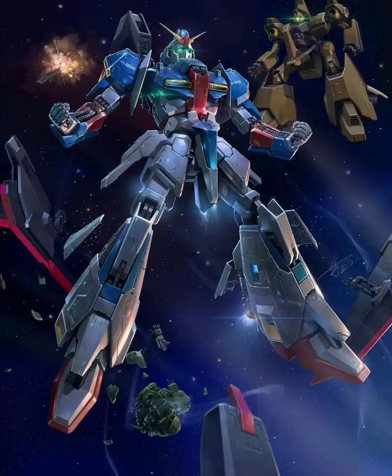 一组机动战士z高达的插画,有同人插画也有设定图稿. #动漫# #插画# #