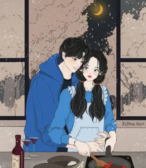 温馨又浪漫的情侣插画甜蜜满满的爱情看了很想谈恋爱的那种