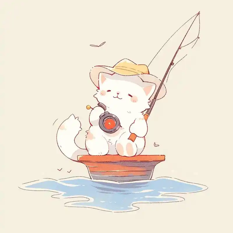 小猫钓鱼.#社会猫 #动漫头像 #萌宠头像 #优质头像 #钓 - 抖音