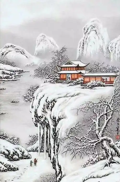 清凉一夏一组美到极致的雪景山水画
