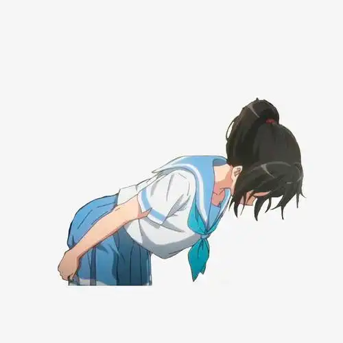 90度鞠躬的女学生