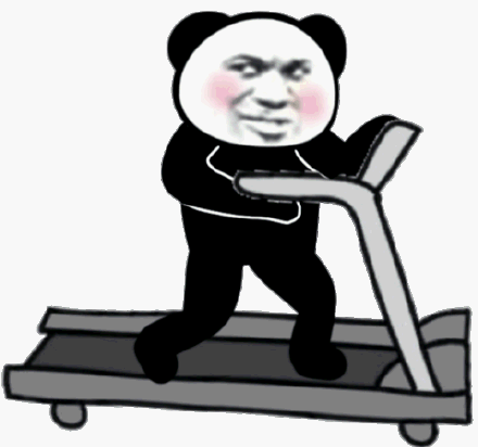 熊猫头健身 gif 动图表情包 跑步机_动图_gif表情