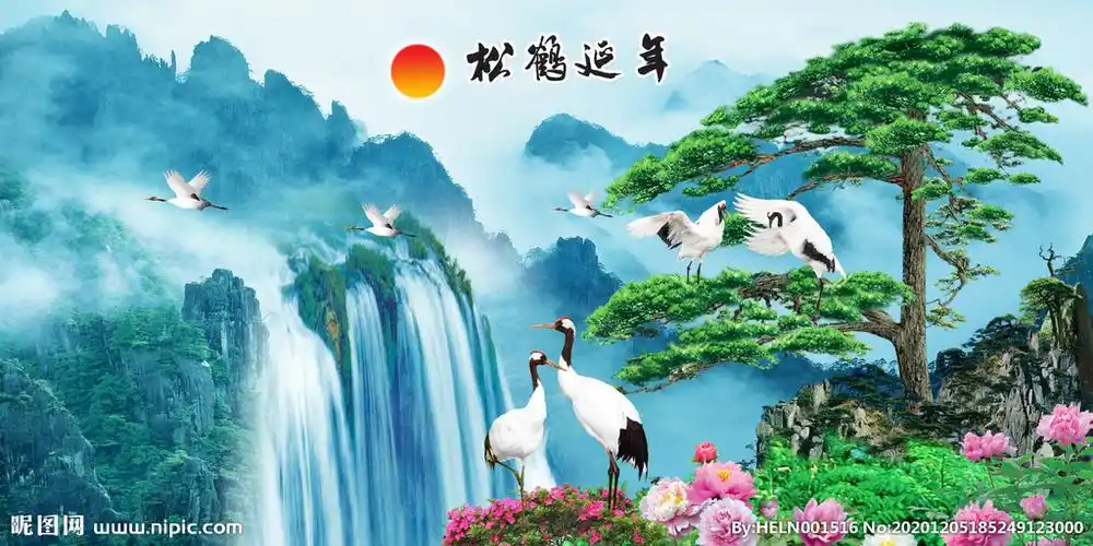 松鹤延年富贵图图片