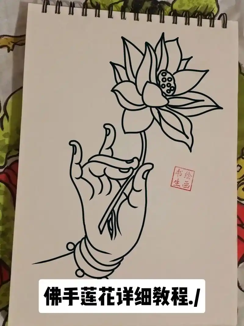 佛手莲花详细教程#绘画过程  - 抖音