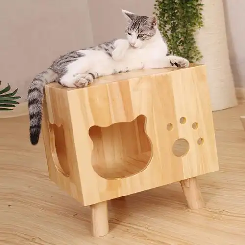 人猫共用凳猫凳子猫窝猫咪实木家具茶几木制宠物猫日常生活用品