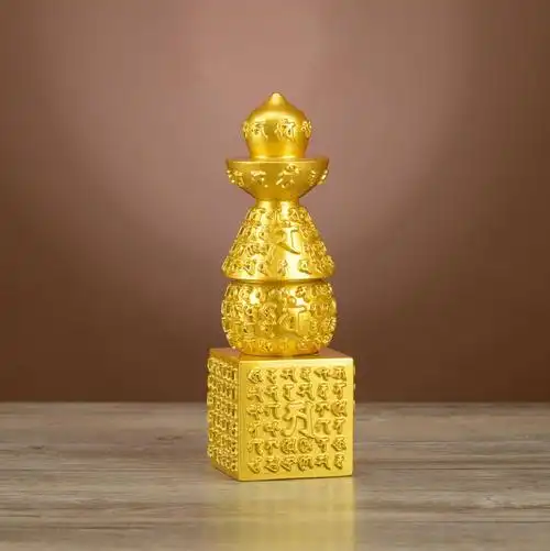 复古风铜器一切如来心秘密全身舍利宝箧印陀罗尼塔仿古五轮塔摆件中号