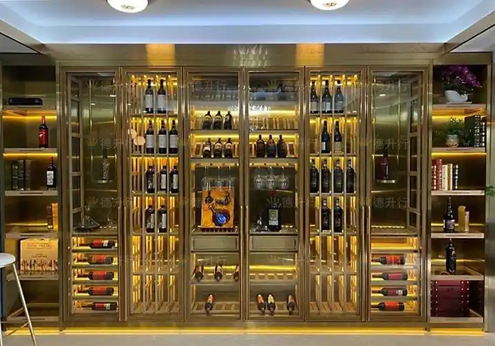 厂家定做背景墙不锈钢红酒柜子 设计装修洋酒行专柜轩尼诗洋酒柜