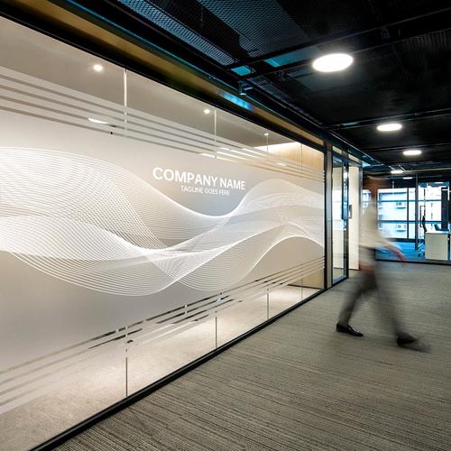 uv超透彩白彩玻璃门贴纸定制高级办公室渐变透明磨砂膜字广告腰线