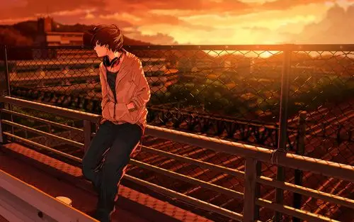 夕阳下的男生唯美动漫壁纸高清大图预览2560x1600_卡通动漫下载_美桌