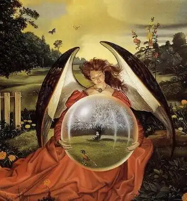 天使与魔鬼的油画图片