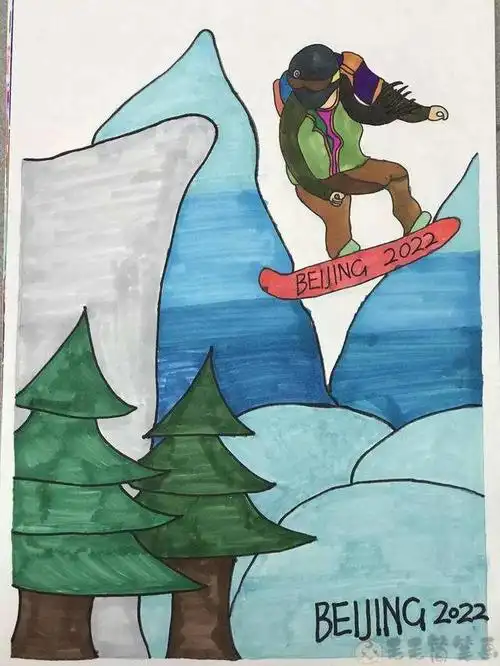 小学生冰雪主题绘画作品 - 毛毛简笔画