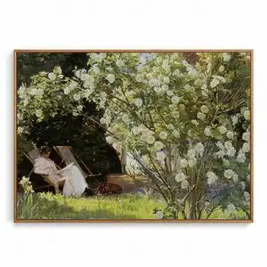 柯罗耶玫瑰花园里的玛丽北欧ins油画画芯挂画复古风景装饰画画心